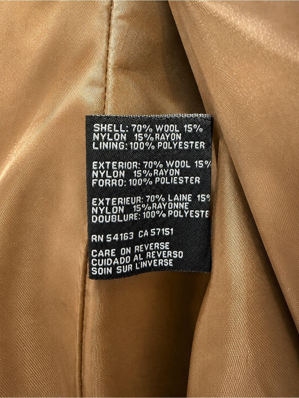 Cole Haan Camel Wool Overalls Fall/Winter Pea Coat Size 10 EUC - Picture 7 of 7